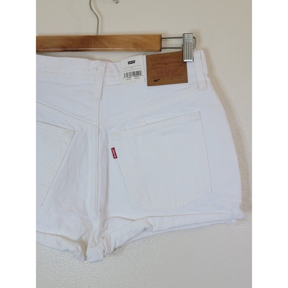 Levi's 501 Premium Quality White Denim Shorts Button Fly Size 28 NWT Levis - Picture 6 of 14